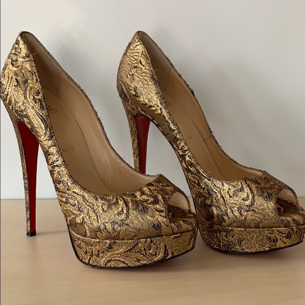 Christian Louboutin gold Lady Peep